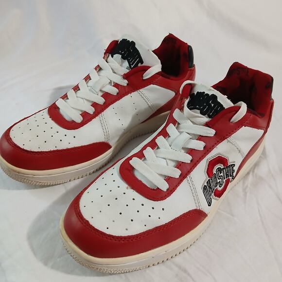 The Ohio State Men's 9 White Leather Red Contrast Low Ankle Sneaker AMAZING Sole - Picture 11 of 16